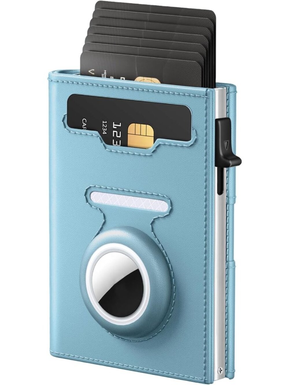 Slim RFID Wallet for Women with AirTag Holder - Compact Trifold Design, Stylish